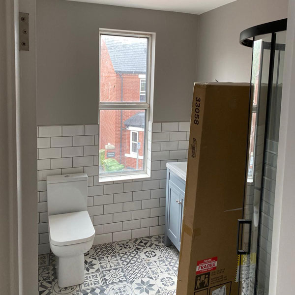 Half tiled bathroom